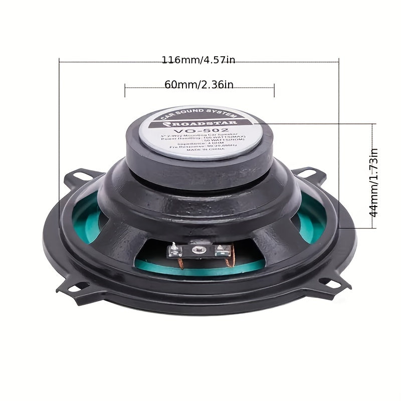 KUERL 12.7cm HIFI Coaxial Speaker 100W 2-Way Car Audio Music Stereo Green