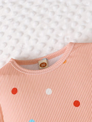 2pcs Baby Girls Polka Dot Onesie & Pants Set