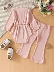 Baby Girls Stylish Bow Romper & Flared Pants Set