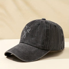 Faith Heart Print Baseball Cap Y2K Distressed Dad Hat