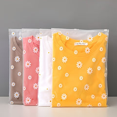 5pcs Daisy Flower Print Storage Bag Zipper Clothes Sorting Travel Organizer