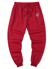 Crown Print Men s Drawstring Pocket Sweatpants Casual Comfy Jogger Pants