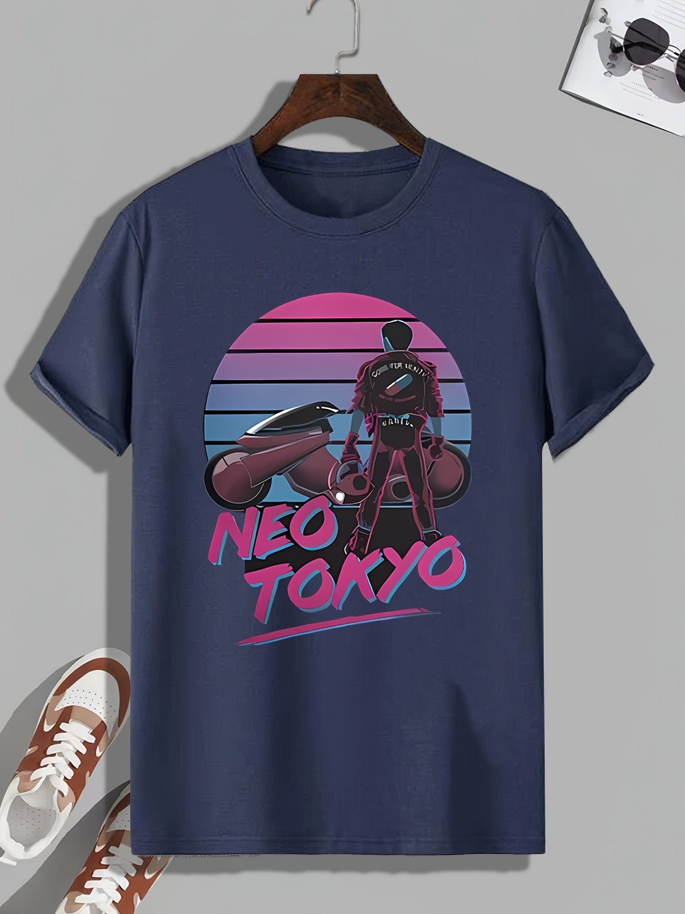 Men's Neo Tokyo Print T shirt Active Slightly Stretch Tee