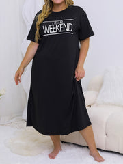 Slogan Print Short Sleeve Nightdress