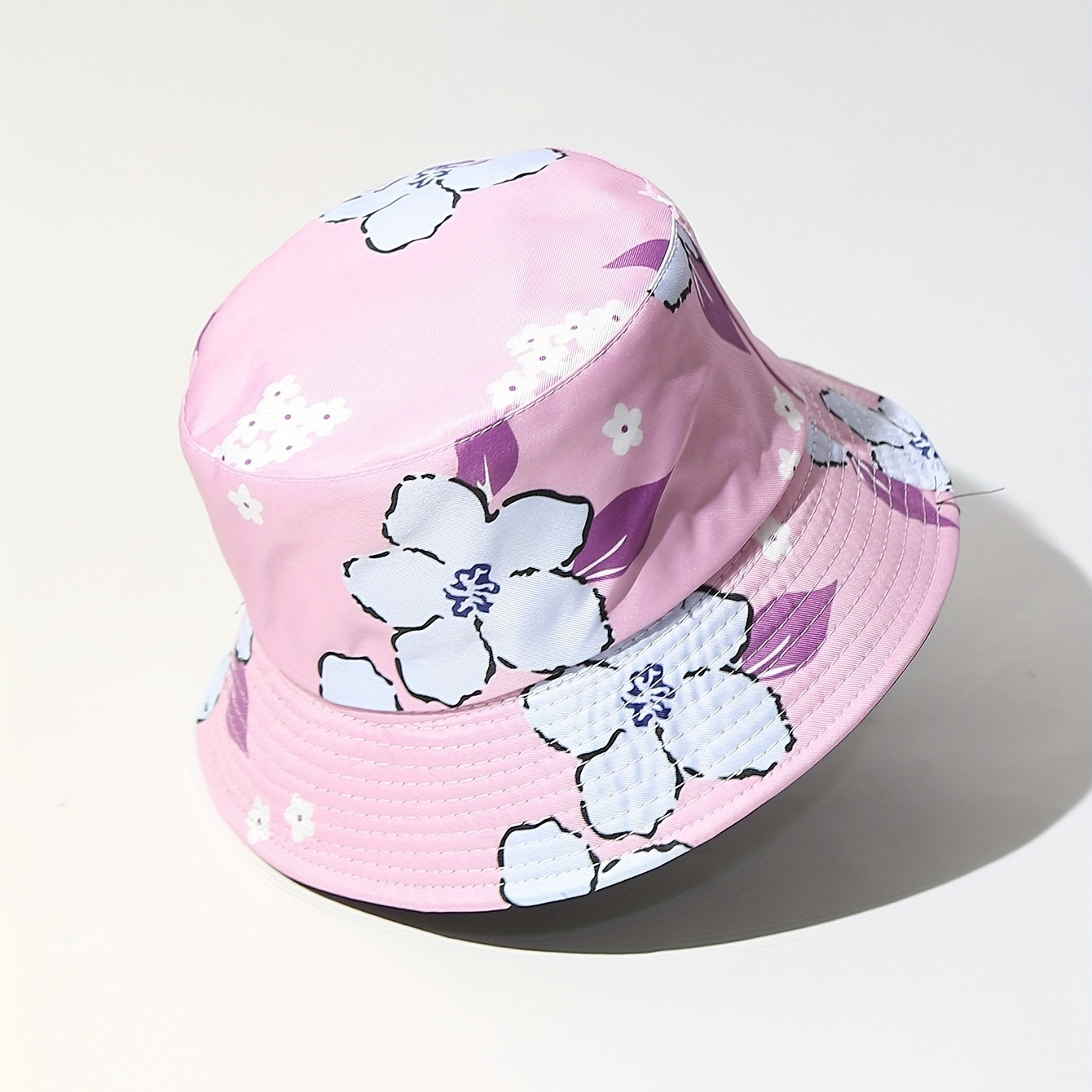 Flower Print Bucket Hat Pink Lightweight Sun Hat