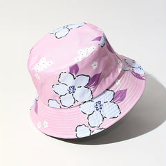 Flower Print Bucket Hat Pink Lightweight Sun Hat