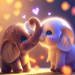 Adult 5D Diamond Painting Kit - Couple Elephant - DIY Christmas Gift - 20x20cm