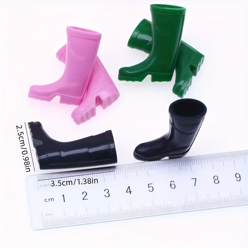 2pcs Dollhouse Mini Rain Shoes Simulative Rain Boots Scene Gardening Shoes