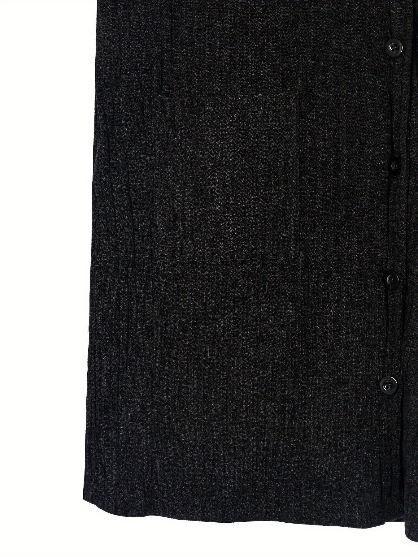 Solid Ribbed Long Sleeve Button Up Cardigan