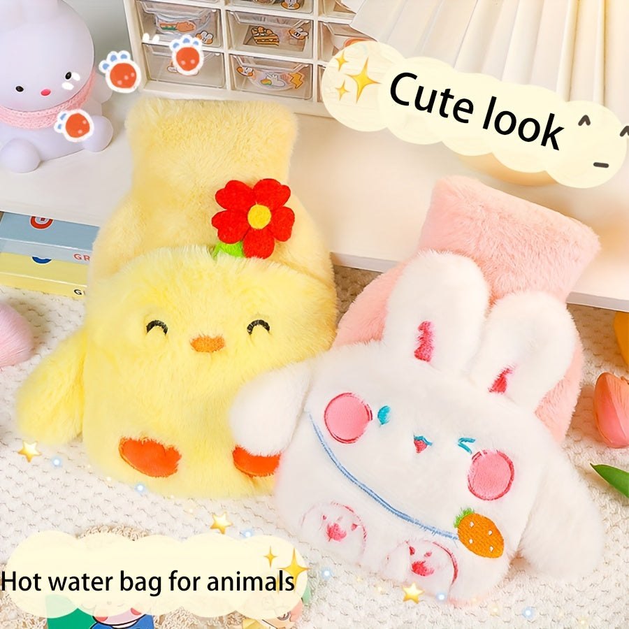 Cartoon 500ml Plush Hot Water Bag Hand Warmer - Embroidered Insert Bag