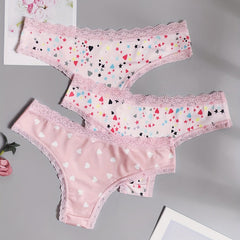 3 Pack Plus Size Lace Print Cheeky Panty Set