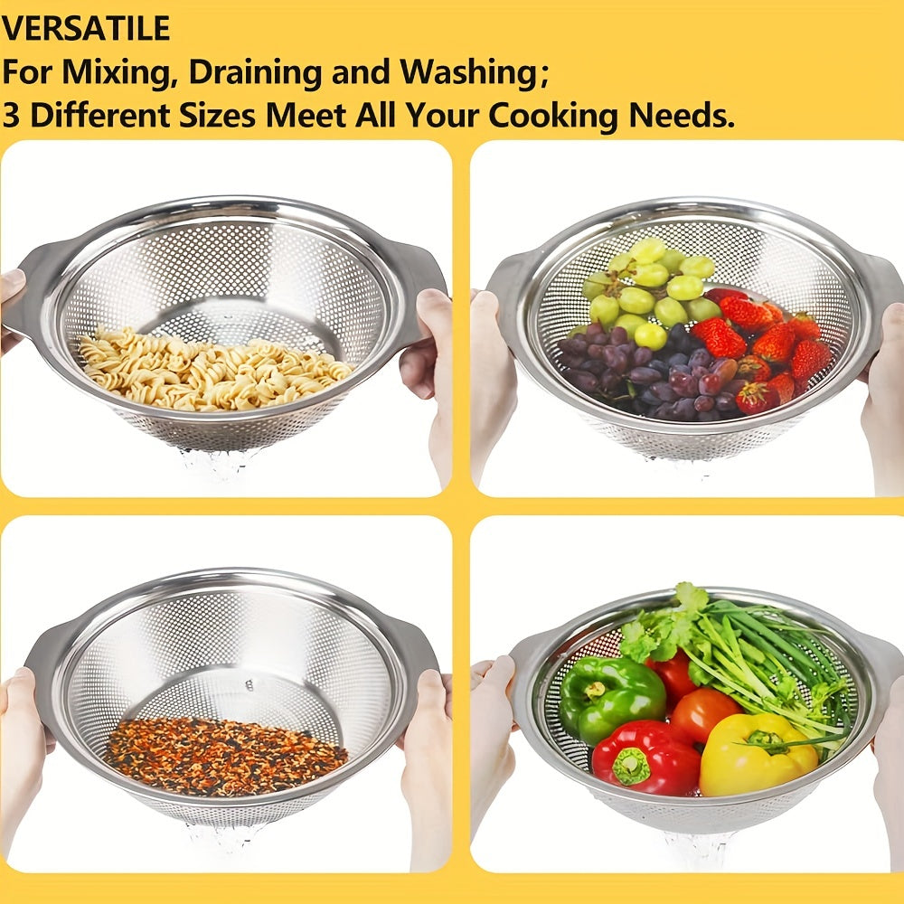 Stainless Steel Drain Basket with Handle for Vegetables, Fruits