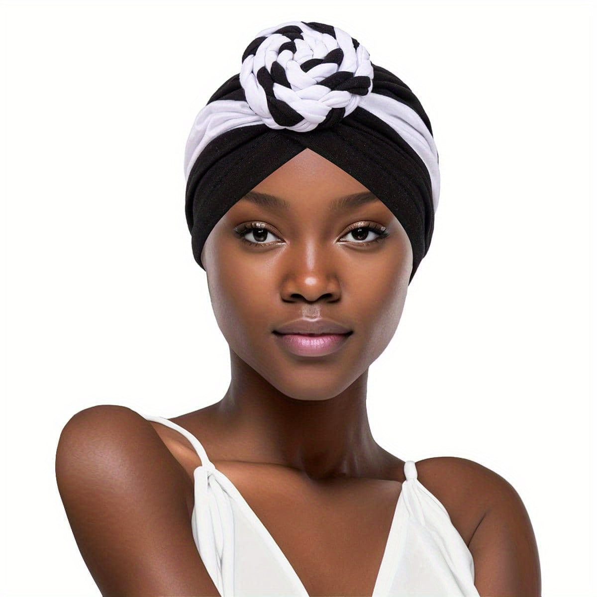 Pleated Hijab Hat Women Turban Cap Block Head Wrap Elastic Headscarf