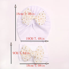 2pcs Baby Bow Hat & Hair Bands Set