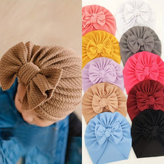 Newborn Bow Decor Turban Hat Cap Beanie For Baby Boys And Girls
