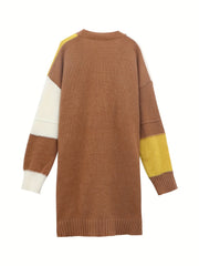 Colorblock Open Front Sweater Cardigan