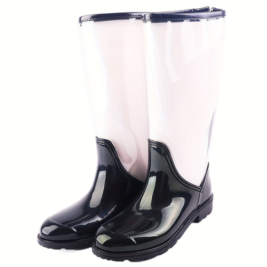 Women's Transparent Waterproof Rain Boots Non Slip Wear Resistance PVC Flat