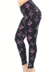 Ballet Girl Print High Rise Leggings