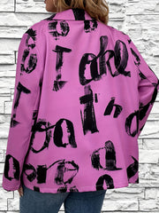 Women's Letter Print Long Sleeve Lapel Blazer