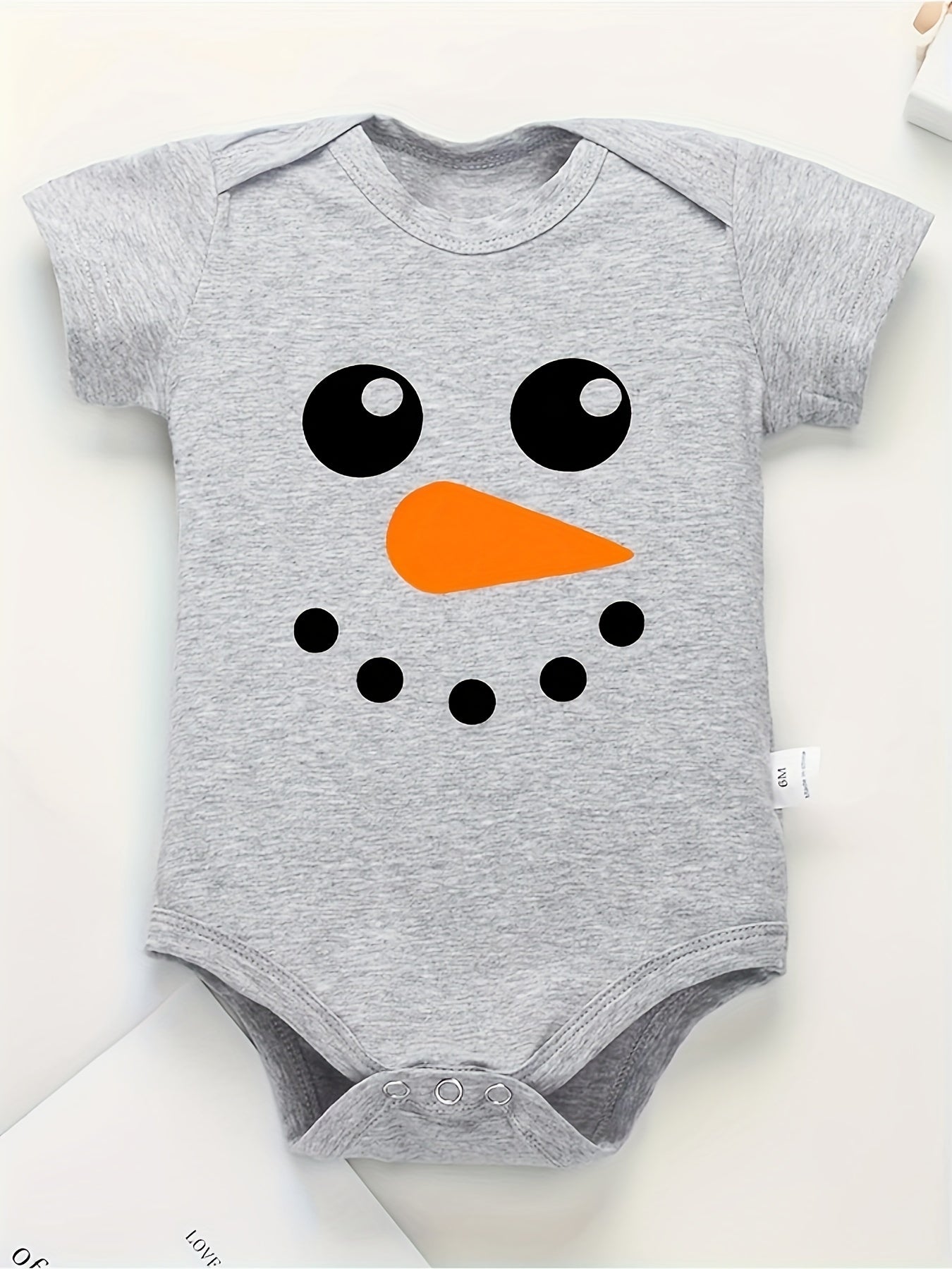 Snowman Smiling Face Print Baby Onesie Soft Romper