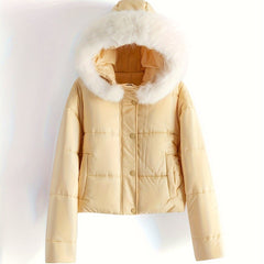 Women's Hooded Puffer Jacket Solid Causal Winter Warm Sports Jacket