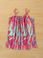Colorful Graphic Spaghetti Strap Top Chain Stitching Sleeveless Cami