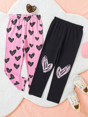 2pcs Girls' Pants Heart Graphic Stretch Leggings