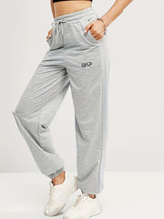 Letter Embroidered Jogger Sweatpants Casual Pocket Drawstring Pants