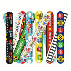 12pcs Train Themed Party Favors PVC Stickers Colorful Railroad Designs