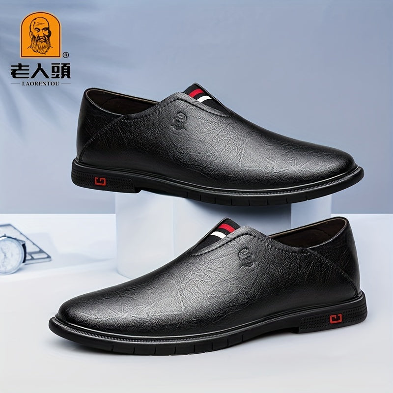 LAORENTOU Men's Leather Slip On Loafer Shoes Lightweight Soft Sole Dress Shoes