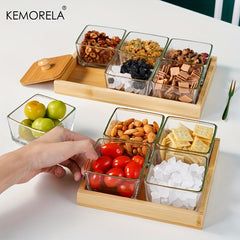 Dried Fruit Tray with Lid - Glass Container Table Decoration