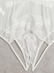 Floral Lace Spaghetti Strap Bodysuit with Cut Out Detail