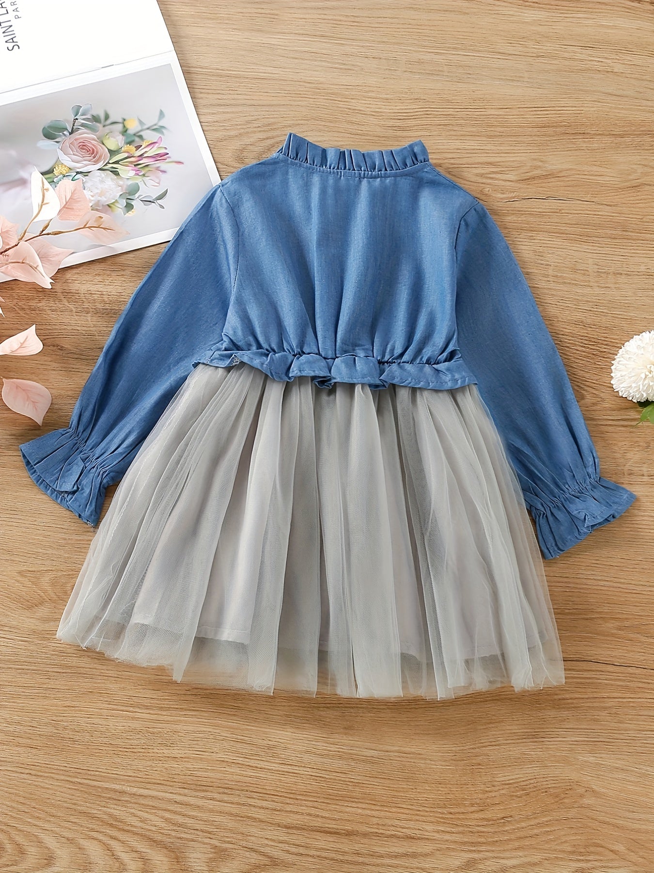 Girls Cherry Embroidery Tutu Dress For Spring And Autumn