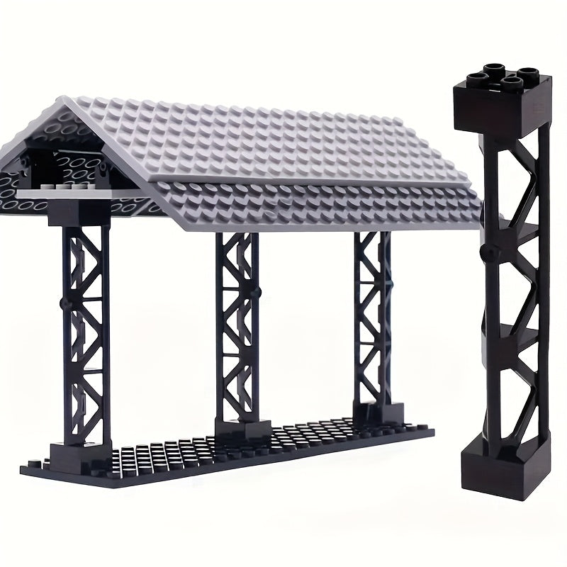 Tech Building Blocks Set with 2x10 Column Train Track Support