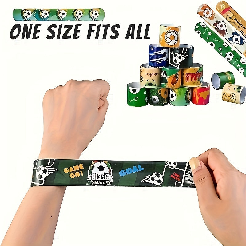 Soccer Slap Bracelets 12pcs Football Designs Wristbands Party Favors