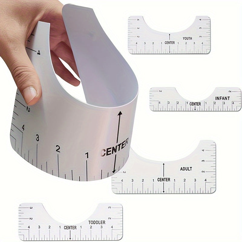 5pcs T-shirt Alignment Guide Tool Transparent Circular Ruler Centered Soft