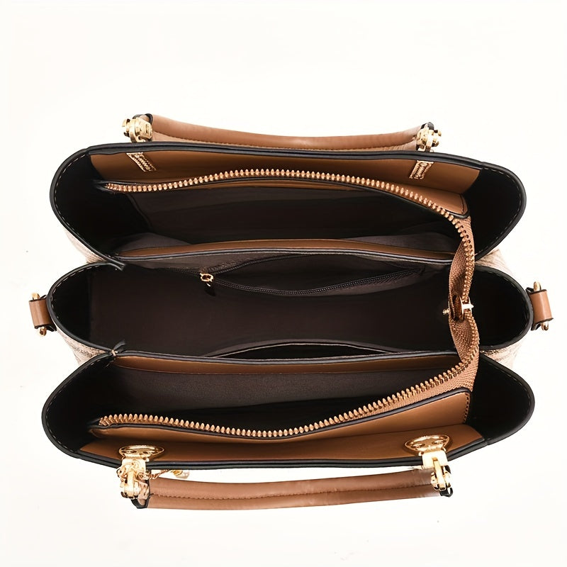 Vintage Pattern Handbag Classic Shoulder Work Bag Women's All Match Satchel Bag