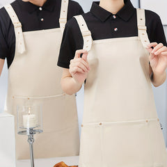 Waterproof Leather Overalls Apron Adjustable Straps Large Pockets