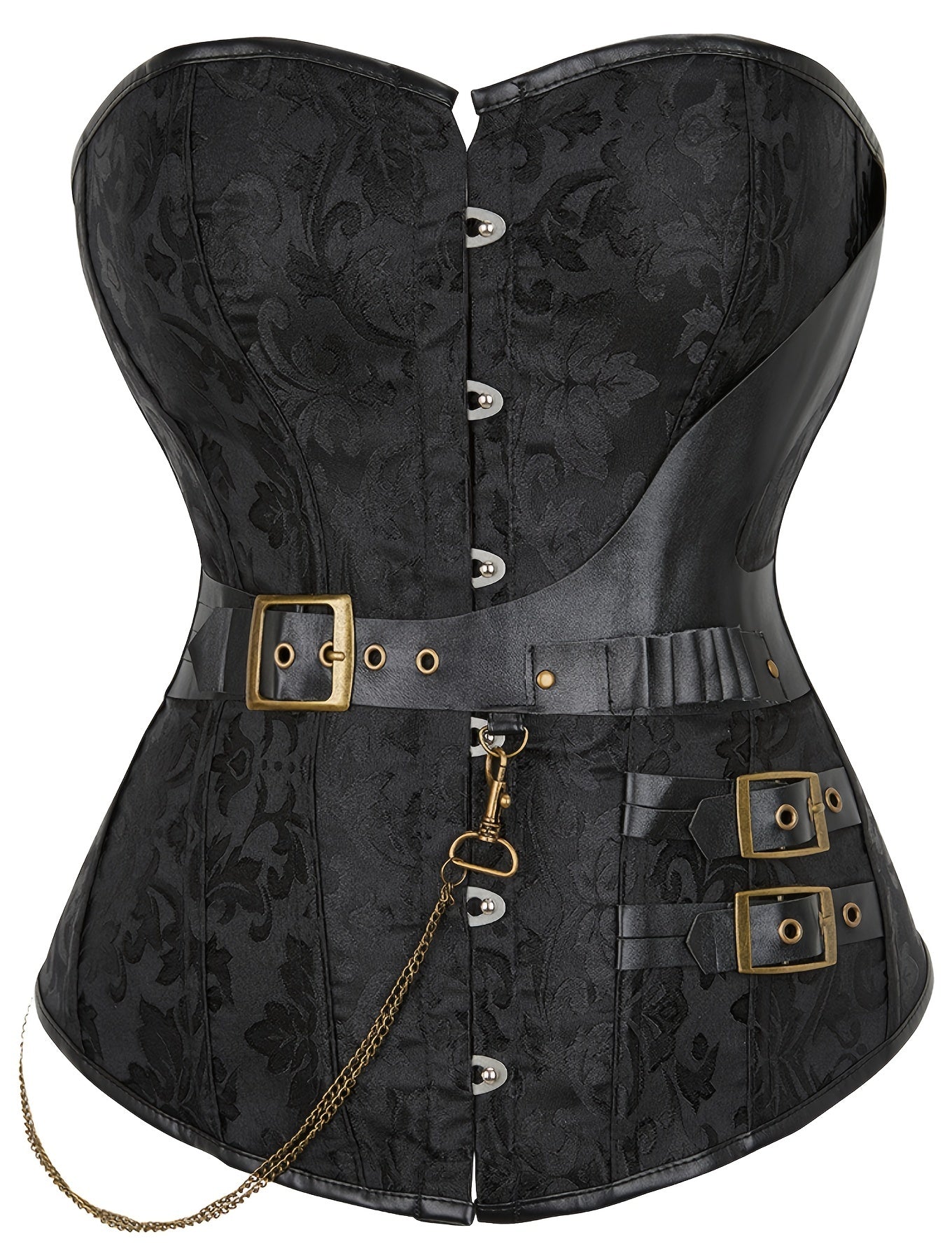 Gothic Corset Women's Plus Chain Decor Lace Up Waist Training
