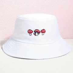 Embroidered Mushroom Bucket Hat Cartoon Hat For Women Christmas Gift