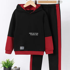 Boy's 2pcs Hoodie & Sweatpants Set Letter Print Long Sleeve Top