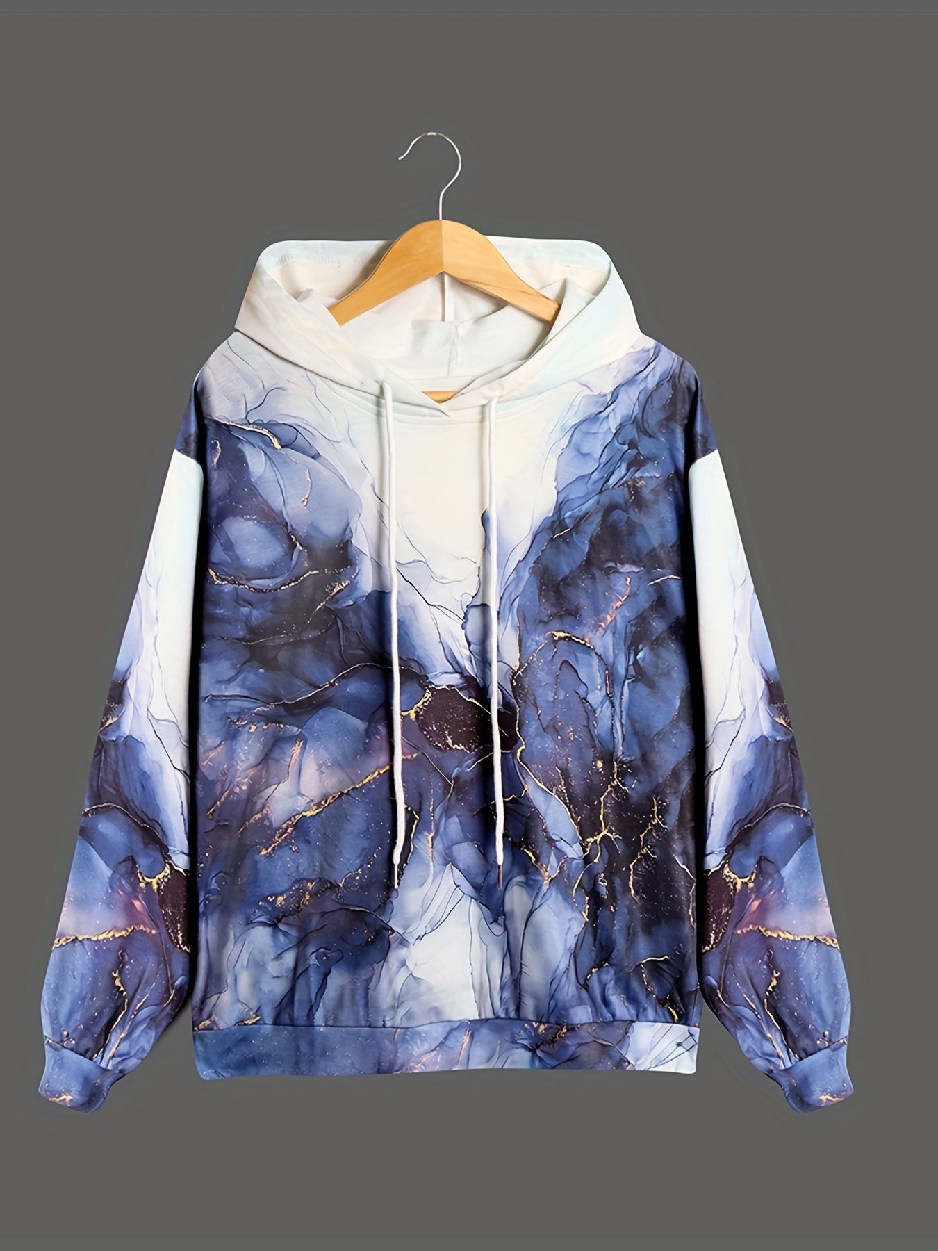 Ombre Print Sports Hooded Sweatshirt Women's Drawstring Hoodie