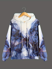 Ombre Print Sports Hooded Sweatshirt Women's Drawstring Hoodie