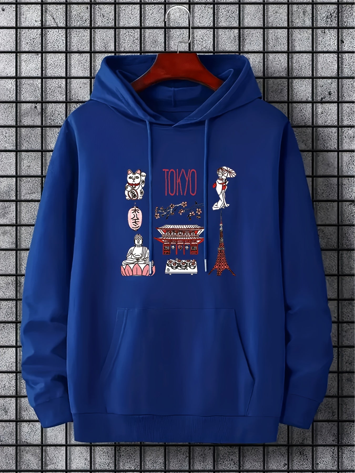 Maneki neko Bodhisattva Pavilion Tokyo Sushi Print Men's Hoodie