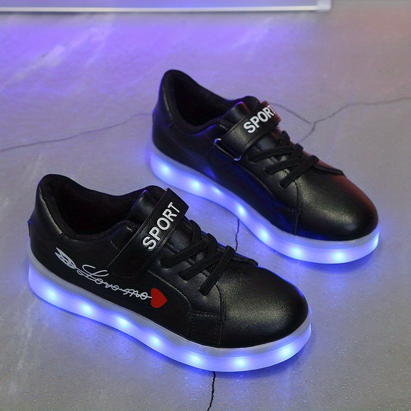 Boy's LED Light Up Skate Shoes USB Charing Non Slip Sneakers