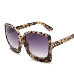 Vintage Leopard Square Sunglasses Gradient Shades Eyewear for Women