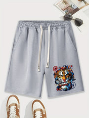 Men's Purple Rose Graphic Drawstring Waist Shorts