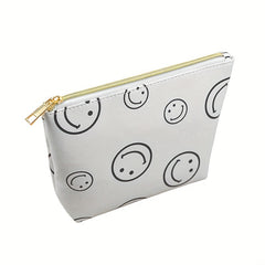 Smiling Face Makeup Bag Waterproof PU Leather Cosmetic Pouch for Women