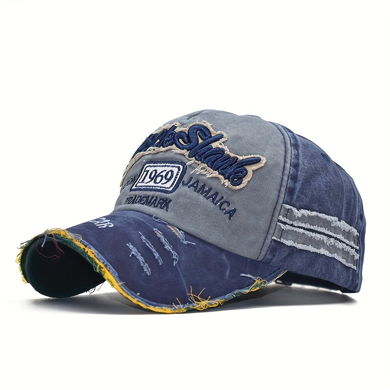 Unisex Sunshade Distressed Baseball Cap With Embroidery