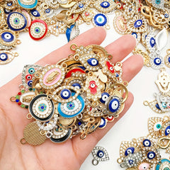 12pcs Mixed Alloy Devil's Eye Enamel DIY Jewelry Charms Halloween